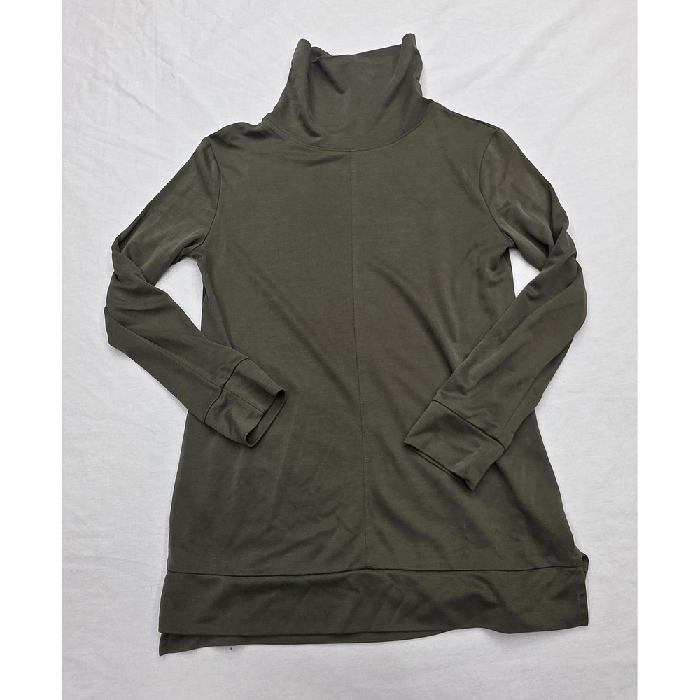 A New Day Olive Green Turtleneck Tunic Top Long Sleeve Modal Blend XS RN17730
